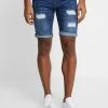 INDICODE JEANS KADEN HOLES - Short En Jean - Medium Indigo