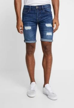 INDICODE JEANS KADEN HOLES - Short En Jean - Medium Indigo