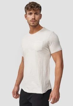 INDICODE JEANS WILBUR - T-shirt Imprimé - Mottled Beige