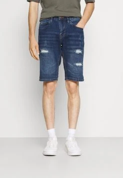 INDICODE JEANS KADEN HOLES - Short En Jean - Medium Indigo
