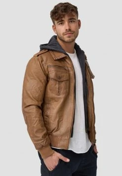 INDICODE JEANS AARON - Veste En Similicuir - Brown -INDICODE Ventes 3744a28ba8cb42419eb845174fde61d7