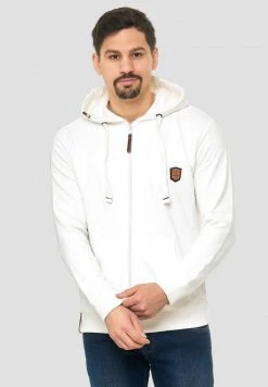 INDICODE JEANS Sweat à Capuche Zippé - Off-white