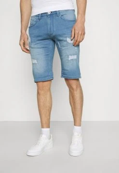 INDICODE JEANS COMMERCIAL KEN HOLES - Short En Jean - Blue Wash