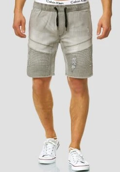 INDICODE JEANS MIT ELASTISC - Short En Jean - Light Grey