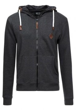 INDICODE JEANS QUINBY - Sweat à Capuche Zippé - Charcoal Mix -INDICODE Ventes 59db8f52aed046b7850a115228d1389c