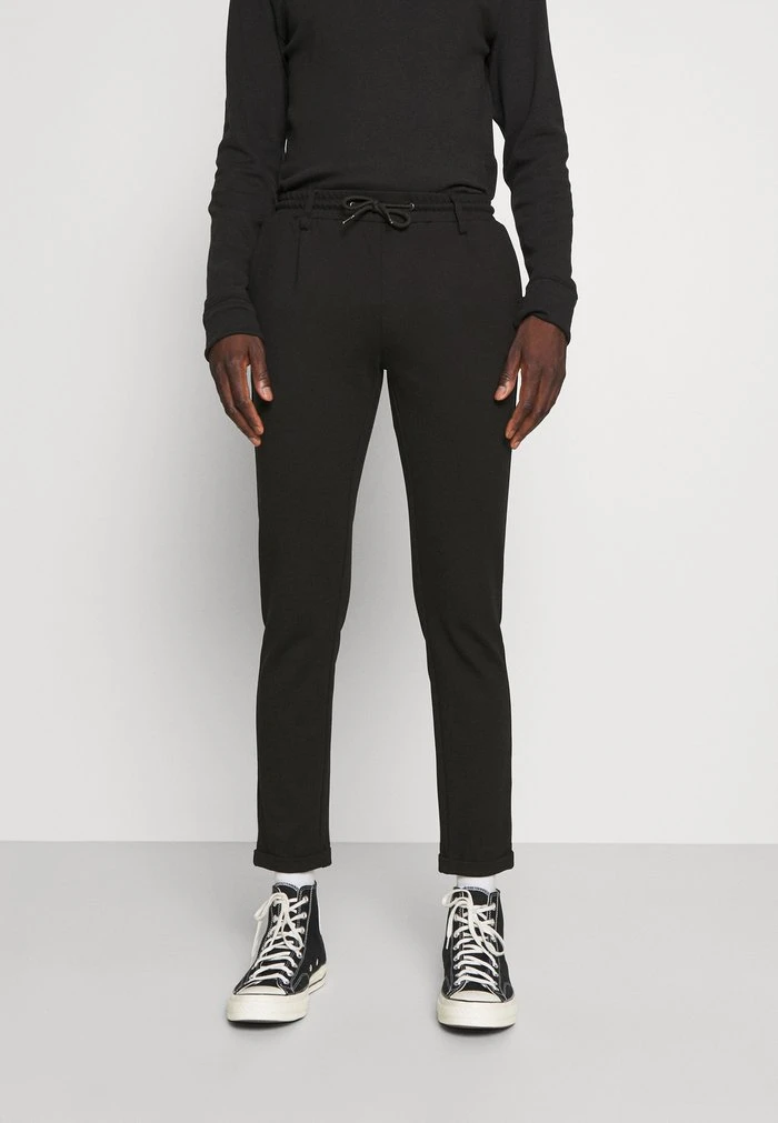 INDICODE JEANS EBERLEIN WITH ROLLED UP - Pantalon Classique - Black 1 INDICODE JEANS EBERLEIN WITH ROLLED UP - Pantalon Classique - Black