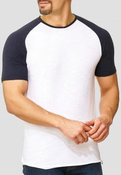 INDICODE JEANS WILBUR - T-shirt Imprimé - White/navy