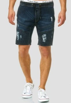 INDICODE JEANS MIT ELASTISC - Short En Jean - Dark Blue