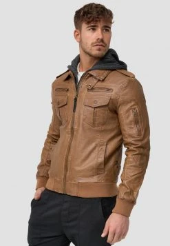 INDICODE JEANS AARON - Veste En Similicuir - Brown -INDICODE Ventes d37759c3415640dfb8f7e109a3c8bfb3