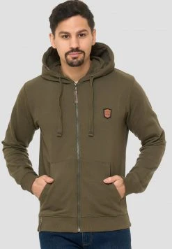 INDICODE JEANS Sweat à Capuche Zippé - Army