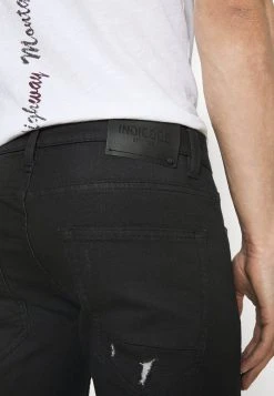 INDICODE JEANS COMMERCIAL KEN HOLES - Short En Jean - Black -INDICODE Ventes eaf22ba27ae2456697b342a8b553e66c