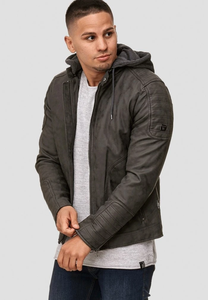 MIGUEL - Veste en similicuir - dark grey INDICODE JEANS MIGUEL - Veste En Similicuir - Dark Grey -INDICODE Ventes eb2ed1c71c524a2e83c9cb77f4cf63c8