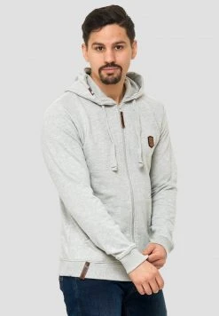 INDICODE JEANS Sweat à Capuche Zippé - Gray -INDICODE Ventes f1588324cb4a444eafee51f84128c65a