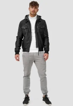 INDICODE JEANS AARON - Veste En Similicuir - Black